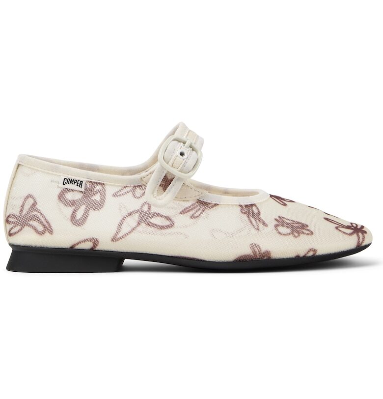 Мрежести пантофки Casi Myra с квадратен връх - Бял Camper