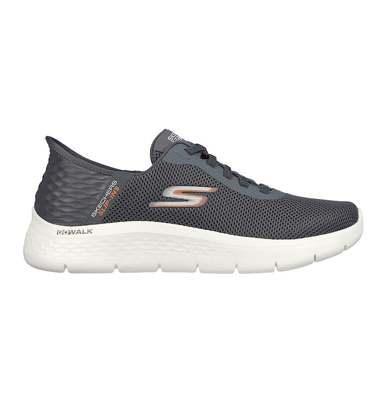 Мрежести спортни обувки Go Walt Fles с лого - с лесно обуване - Сив Skechers