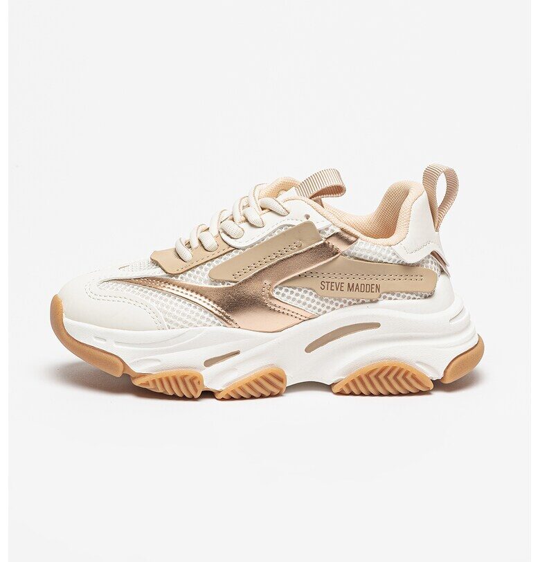 Мрежести спортни обувки Possesion с еко кожа - Бял/Розово златисто/Карамел Steve Madden
