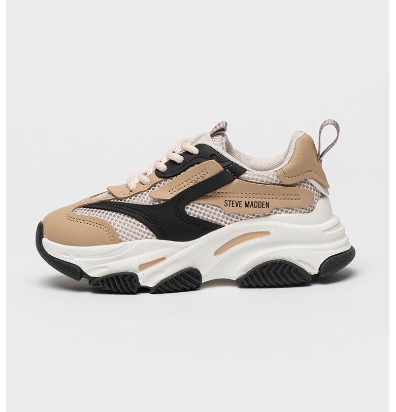 Мрежести спортни обувки Possesion с еко кожа - Черен/Светлокафяв/Сребрист Steve Madden