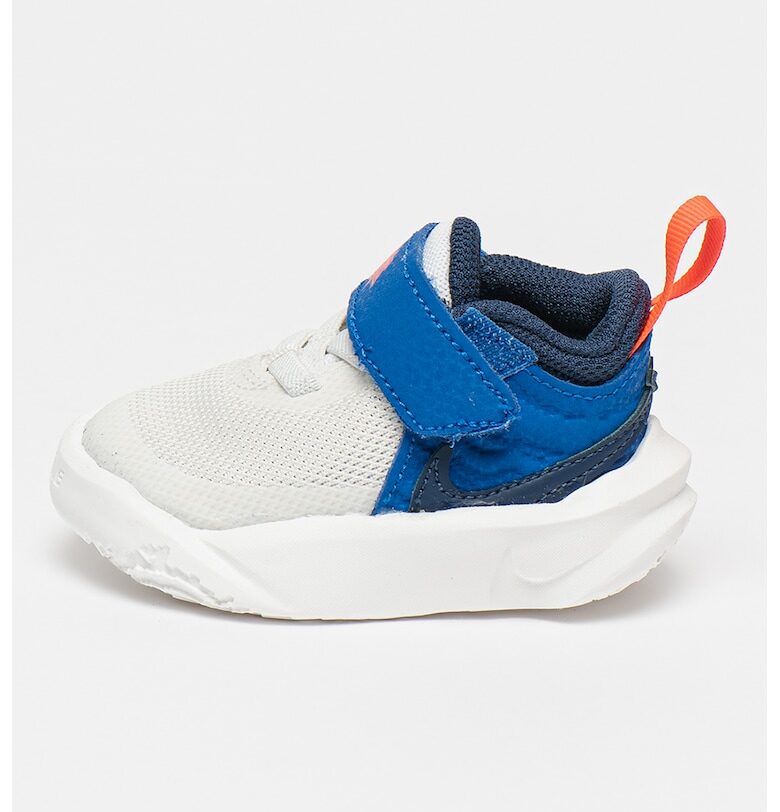 Мрежести спортни обувки Team Hustle D 10 с кожа - Бял/Кралско Синьо Nike