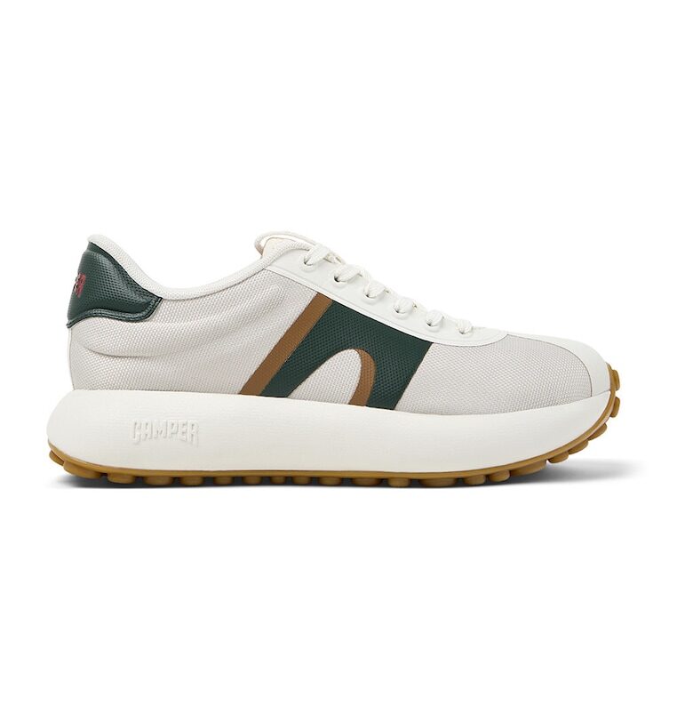 Мрежести спортни обувки със синтетика - Бял/Бледозелен/Карамел Camper