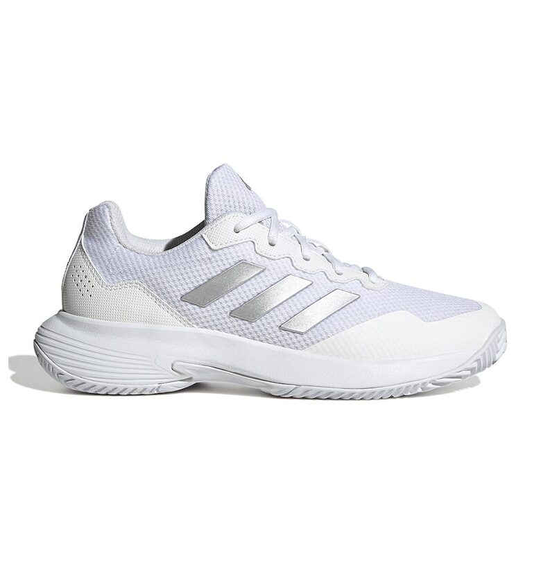 Мрежести тенис обувки Gamecourt 2 със синтетика - Бял/Сребрист adidas Performance