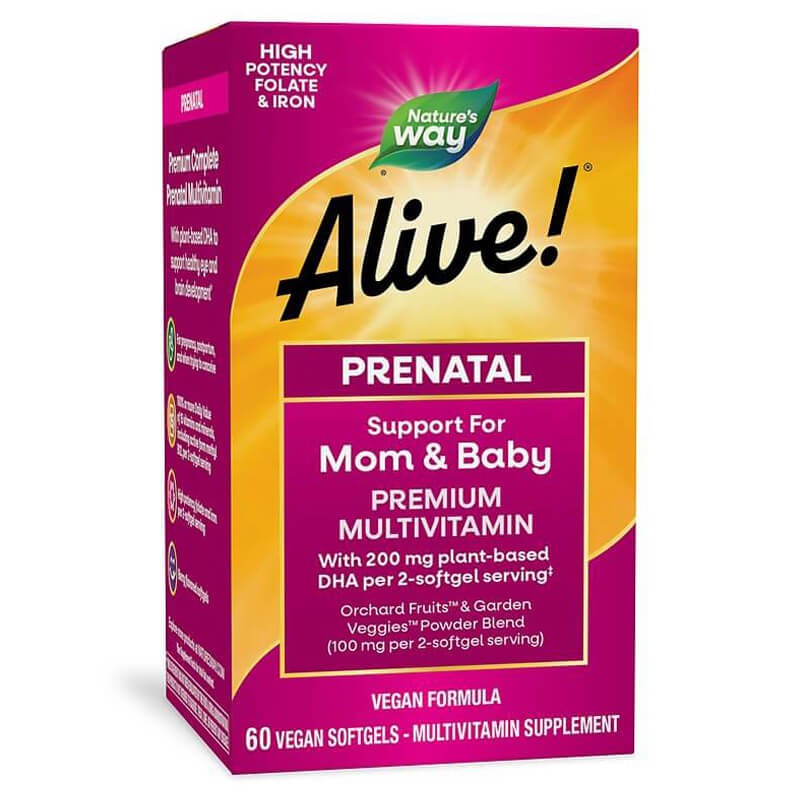 Мултивитамини за бременни премиум Алайв с растителна DHA - Alive! Complete Premium Prenatal Multivitamin