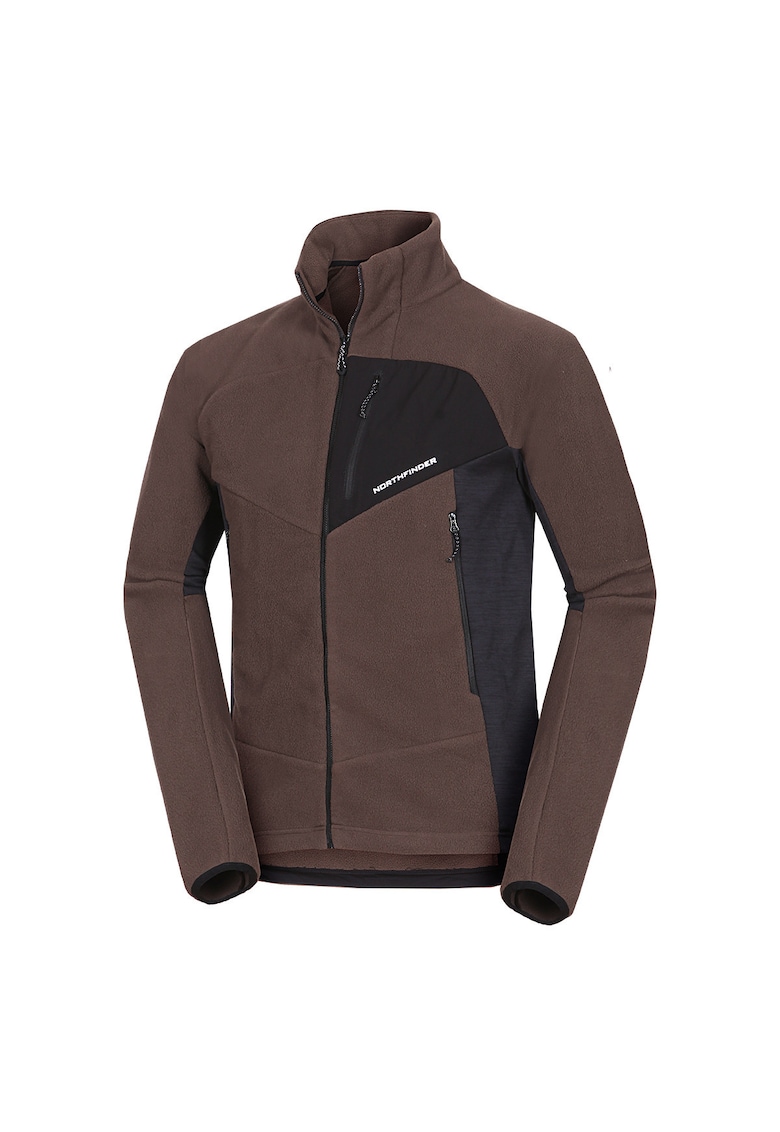 Мъжка блуза Jedrzej от полар полиестер - с джобове - Тъмнокафяв NORTHFINDER