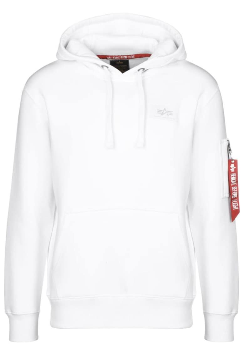 Мъжка качулка - Back Print Hoody 178318-09 - памук/полиестер - бяла - Бял ALPHA INDUSTRIES