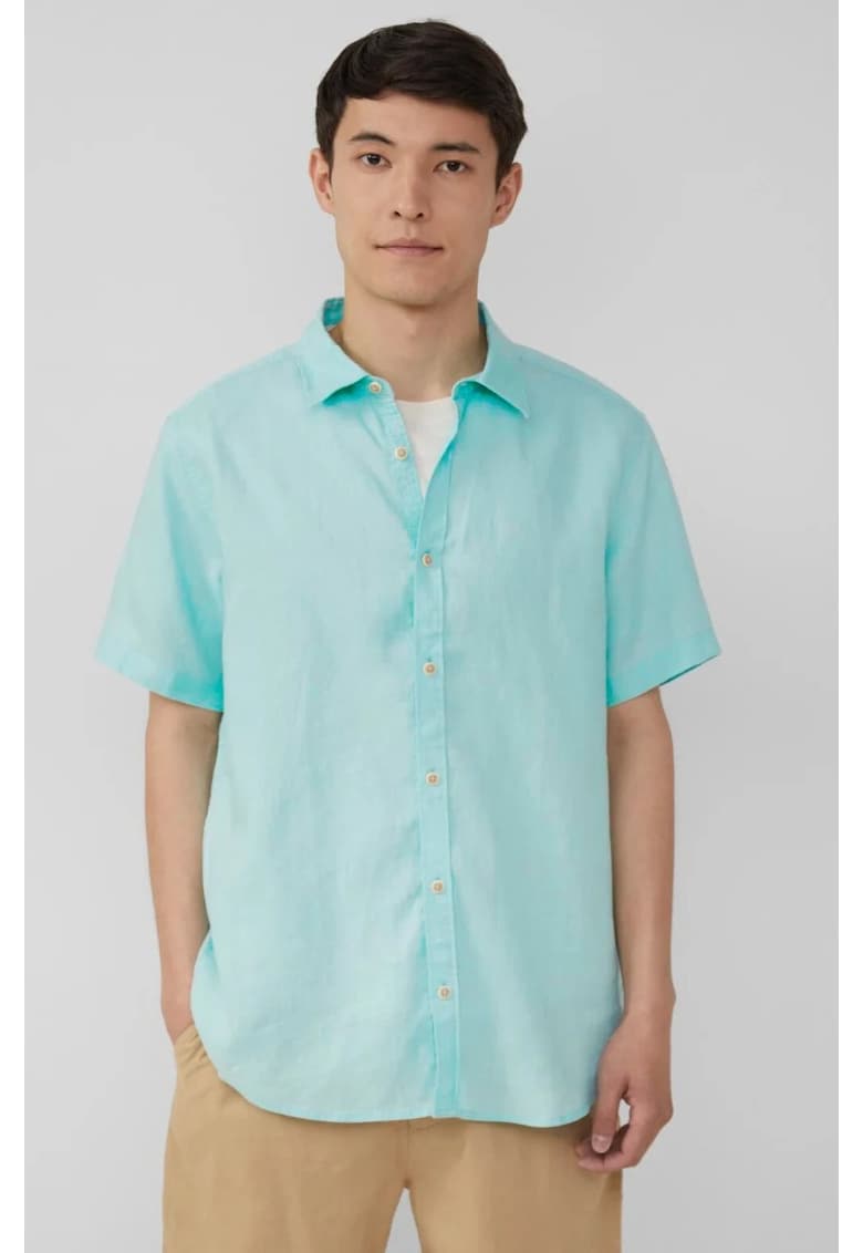 Мъжка ленена риза с къс ръкав и стандартна кройка - светлосиня - Светлосин sOliver