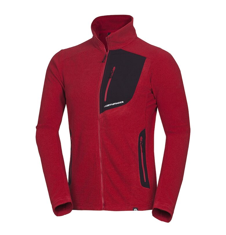 Мъжка поларна блуза меланж за трекинг Bob - Тъмночервен NORTHFINDER