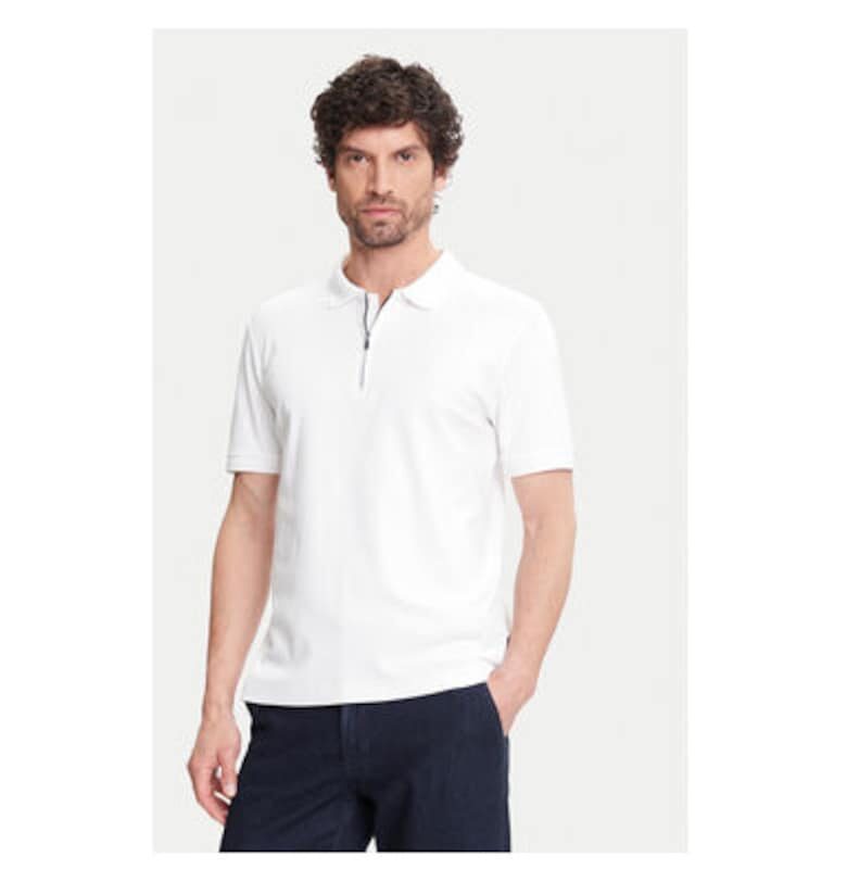 Мъжка поло риза  C5 21455.2119 - памук - бяла - Бял Pierre Cardin