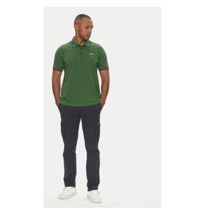 Мъжка поло тениска  251PO1308P82 - Памук - Зелен Aeronautica Militare