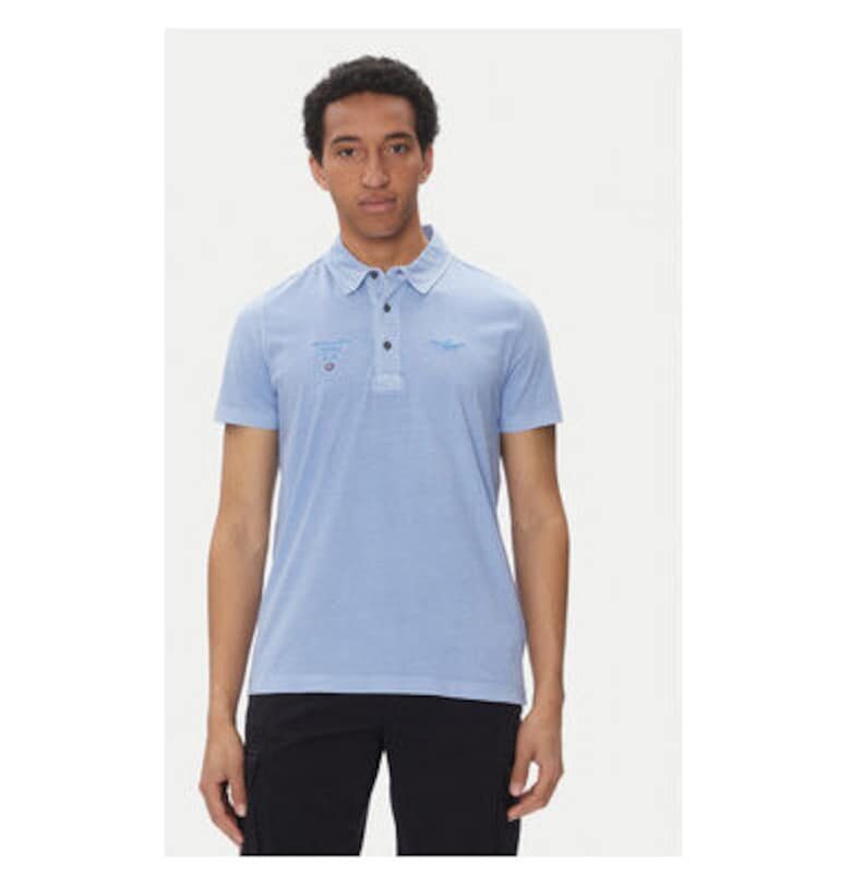 Мъжка поло тениска  251PO1852J677 - Памук - Светлосин - Светлосин Aeronautica Militare