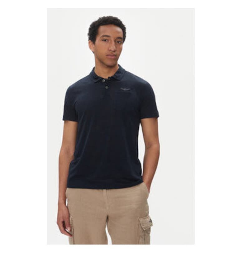 Мъжка поло тениска  251PO1855J679 - Лен - тъмносиньо - Тъмносин Aeronautica Militare