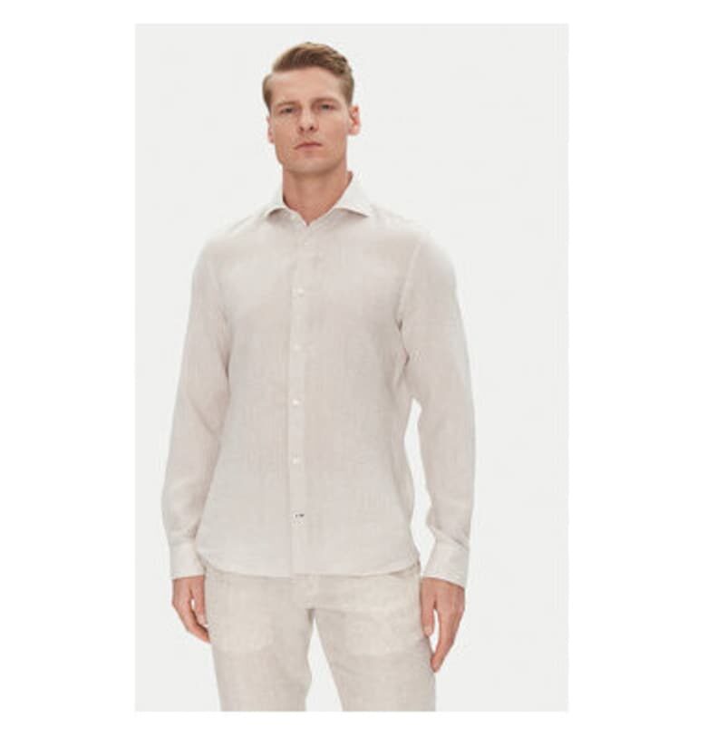 Мъжка риза  10011212 30046075 - лен - екрю - Екрю Joop