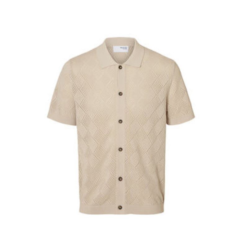 Мъжка риза  16097564 - Органичен памук - Бежов - Бежов Selected Homme