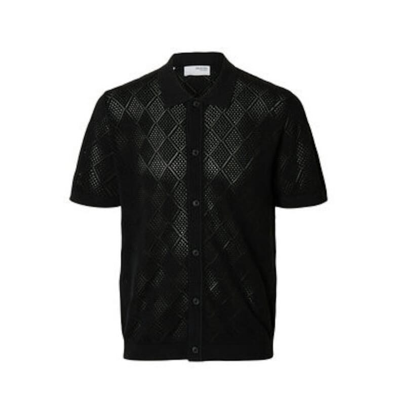 Мъжка риза  16097564 - Органичен памук - Черна - Черен Selected Homme