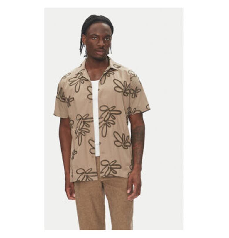 Мъжка риза  30-203705 - памук - бежов - Бежов LINDBERGH