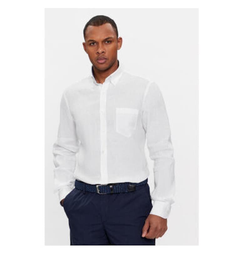 Мъжка риза -  303514020 - Лен - Бяла - Бял Paul Shark