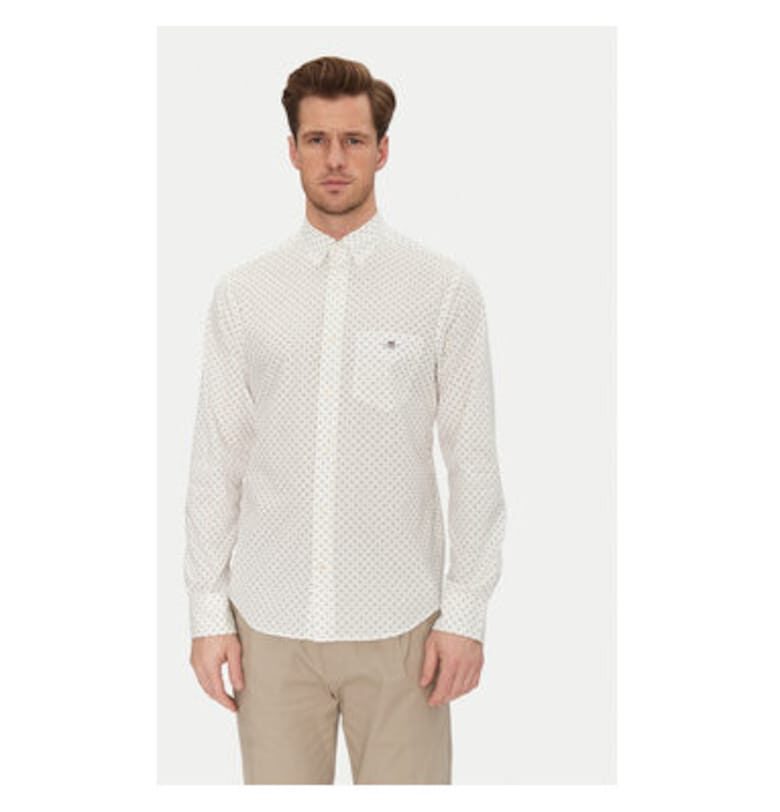 Мъжка риза  3250056 - памук - бяла - Бял Gant