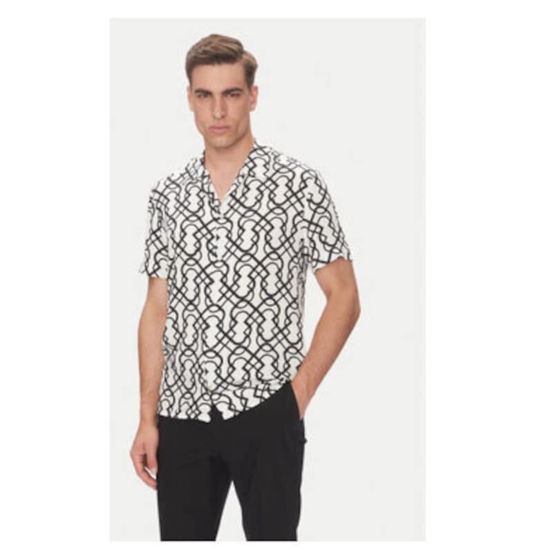 Мъжка риза  B3 76002.3720 - Вискоза - Бяла/Черна - Бял/Черен Baldessarini