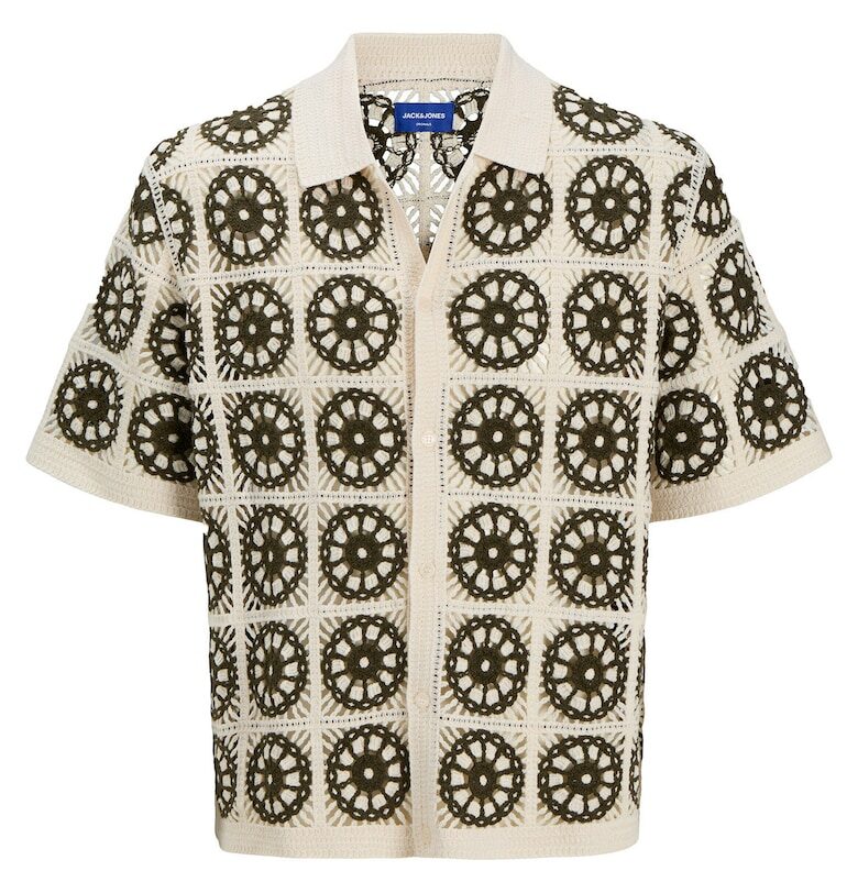 Мъжка риза Jack Jones - 12278724 - памук/акрил - бежова - Бежов Jack  Jones