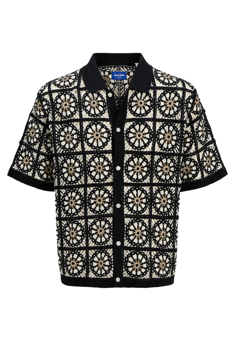 Мъжка риза Jack Jones - 12278724 - памук/акрил - черна - Черен Jack Jones