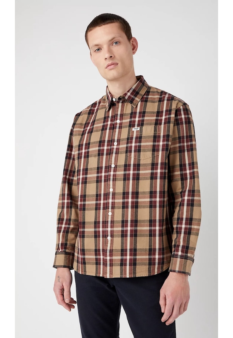 Мъжка риза We Care - Стандартна кройка - Каре - Бежов/Бордо/Черен/Сив - Памук Wrangler