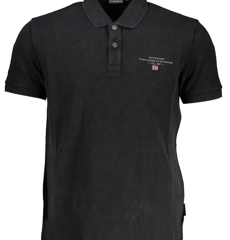 Мъжка тениска -  100% памук - черна - NP0A4GDL-ELBAS-SS-4 Napapijri