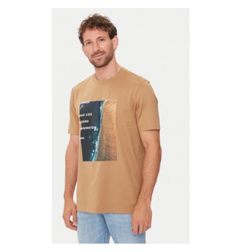 Мъжка тениска -  303674298 - Памук - Бежов - Бежов BOSS