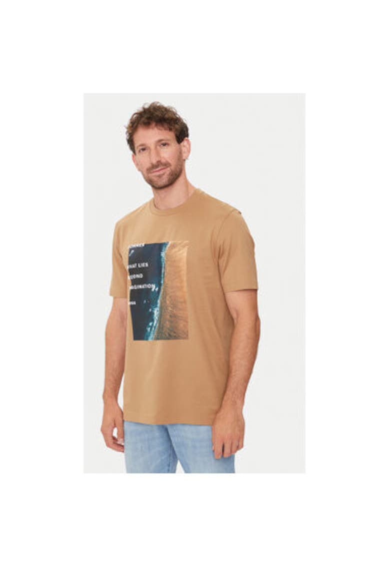 Мъжка тениска - 303674298 - Памук - Бежов - Бежов BOSS