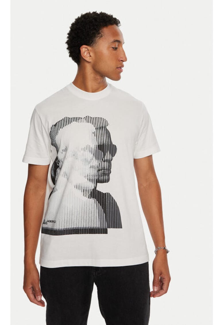 Мъжка тениска - 304252037 - Органичен памук - Бяла - Бял KARL LAGERFELD JEANS