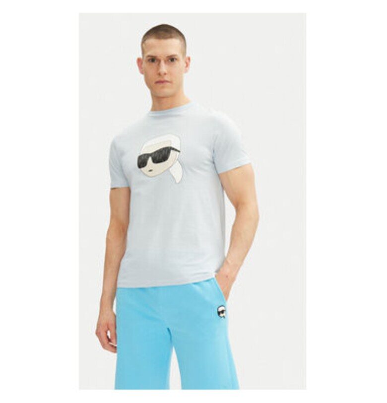 Мъжка тениска  755073 552251 - Органичен памук - Светлосин - Светлосин Karl Lagerfeld