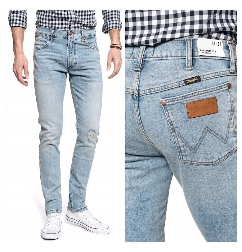 Мъжки дънки -  35614-138 - Larston - Памук - Дълги - Мъжки - Slim fit - W31-L34 US - Сини Wrangler