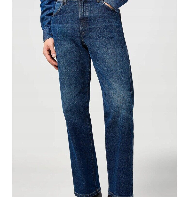 Мъжки дънки  Frontier - памук/еластан - прави - тъмносини Wrangler