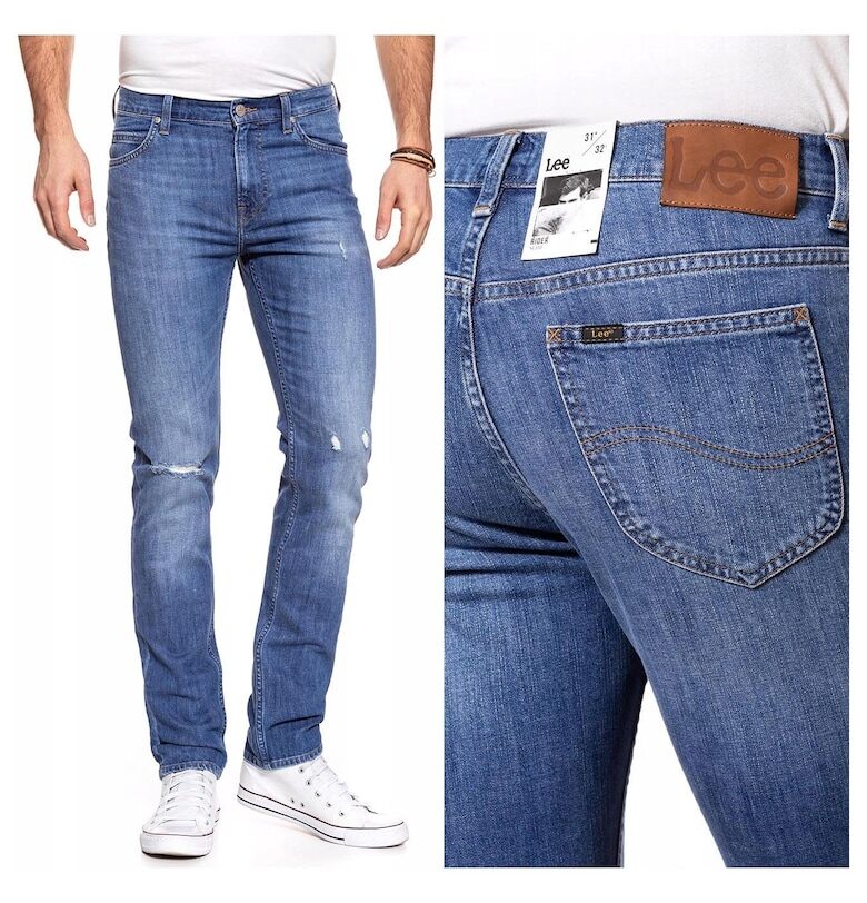 Мъжки дънки -  Lee Rider - W29-L34 US - Памучни - Дълги - Стеснени - Сини Lee