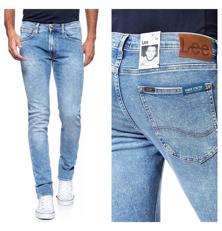 Мъжки дънки -  Luke - W26-L32 US - памук - дълги - стеснени - едноцветни - 5 джоба - сини Lee