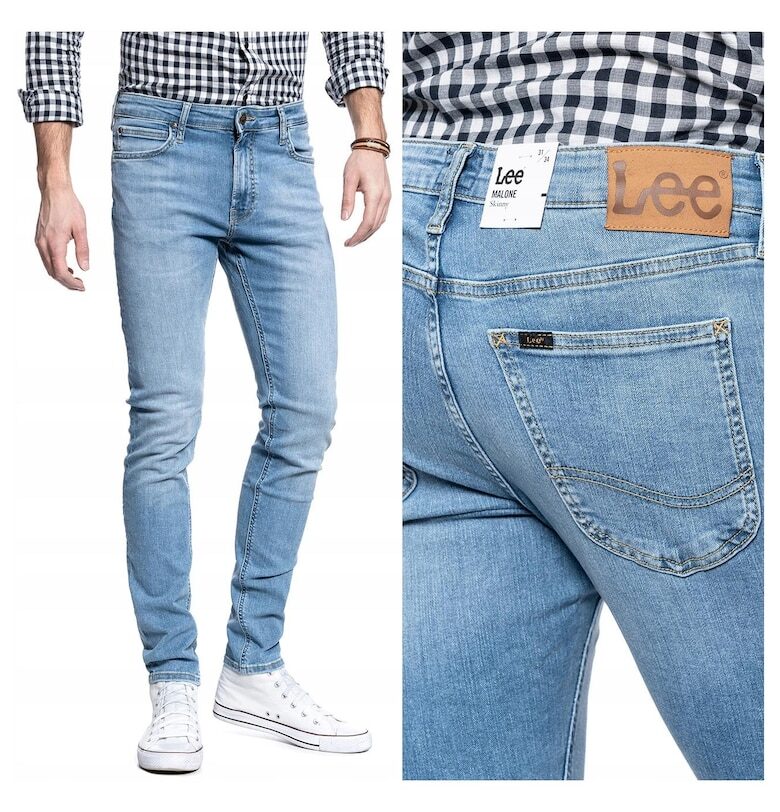 Мъжки дънки -  Malone - Памучни - Дълги - Мъжки - Slim fit - W34-L32 US - Сини Lee