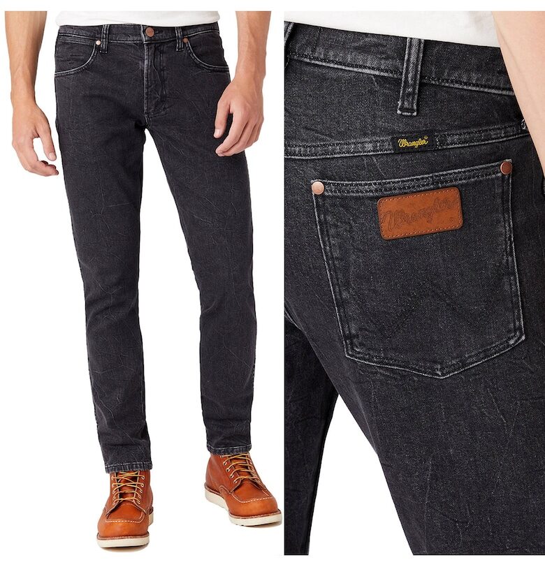 Мъжки дънки Wrangler  Slim Tapered - черни - Черен Larston