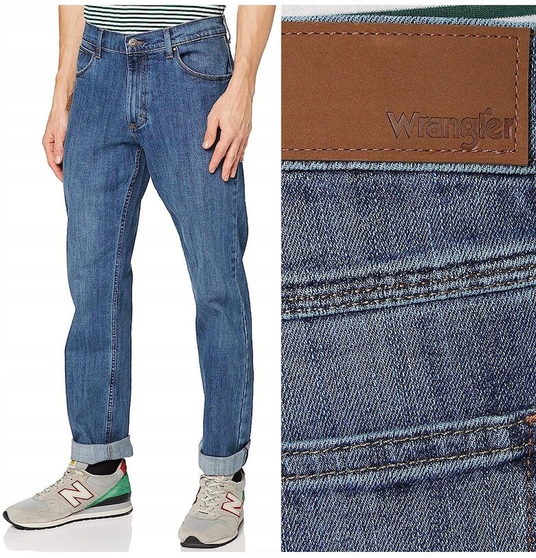 Мъжки дънки Wrangler - прав модел - сини - Син Straight