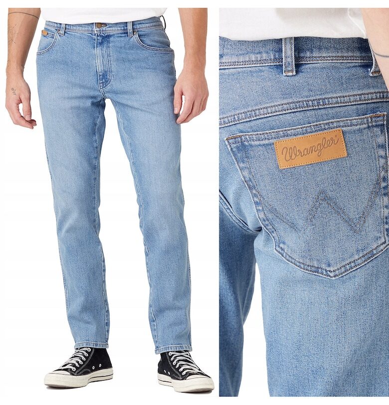 Мъжки дънки Wrangler  сини - W30 L34 - вталена кройка - стеснени крачолища крачо при крачолите Texas Slim