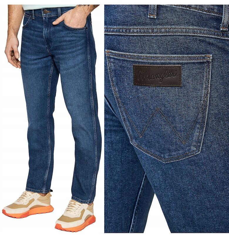 Мъжки дънки Wrangler  тъмносини - прав крачол - еластични Greensboro