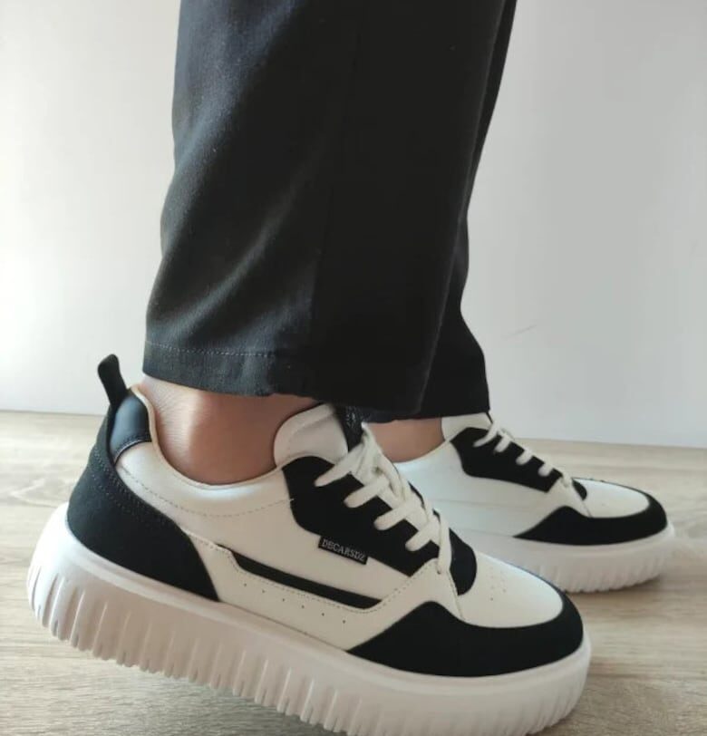 Мъжки ежедневни обувки  Y237 Бели + Черно кадифе - Бял DECAR