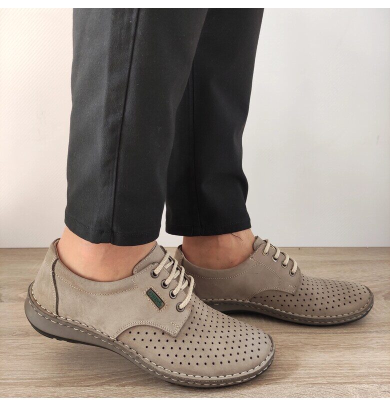 Мъжки ежедневни перфорирани обувки  9554 14-2 - пясъчно бежов - Otter