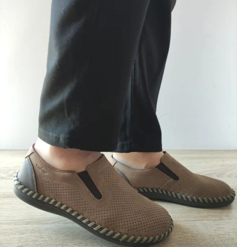 Мъжки ежедневни перфорирани обувки  B2460-25 - кафяви - Кафяв Rieker