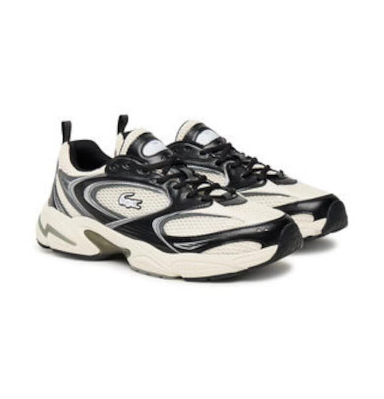 Мъжки кецове -  текстил - бял/черен - Lacoste