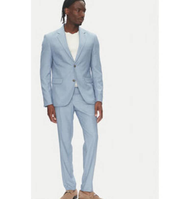 Мъжки костюм -  Светлосин - 92% полиестер - 7% вискоза LINDBERGH
