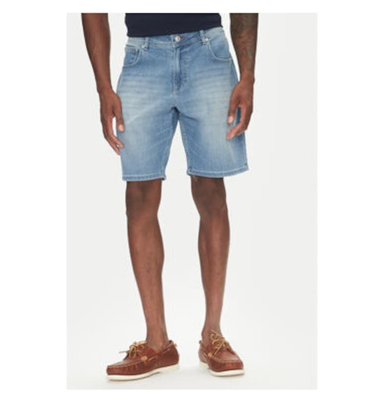 Мъжки къси дънкови панталони  26655640 - памук/лиоцел - сини - Син Hechter Paris