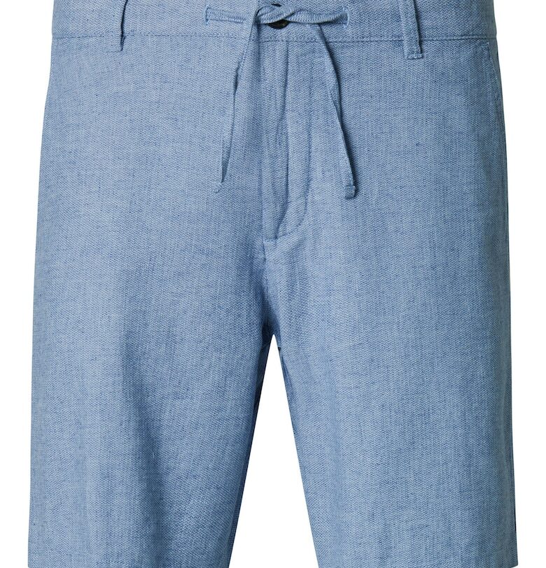 Мъжки къси панталони  16087638 - Органичен памук/лен - Син - Син Selected Homme