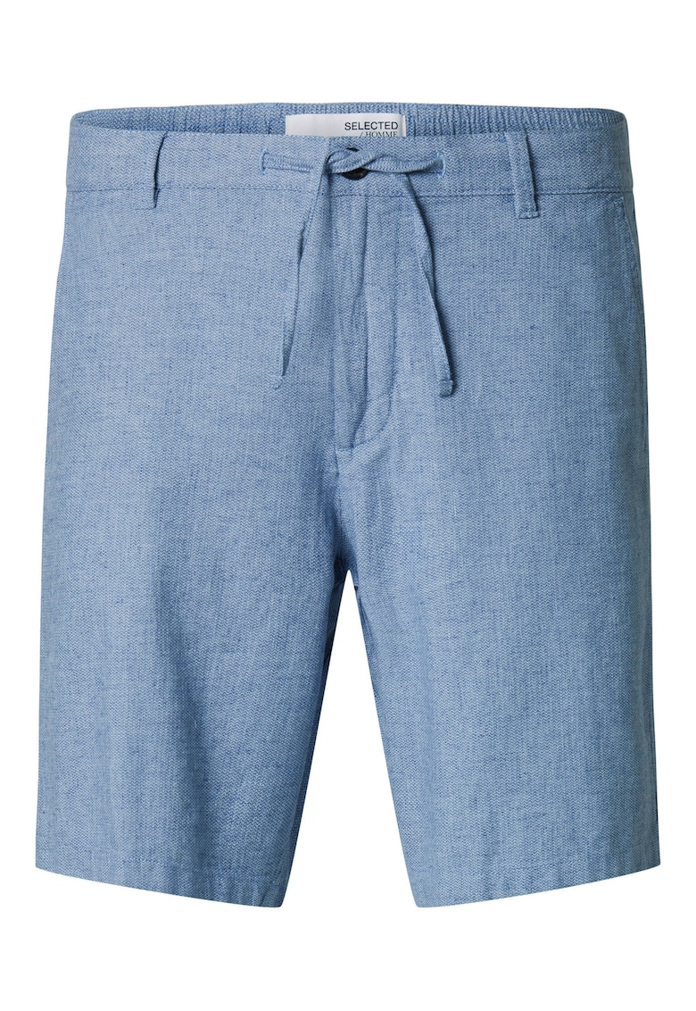 Мъжки къси панталони 16087638 - Органичен памук/лен - Син - Син Selected Homme