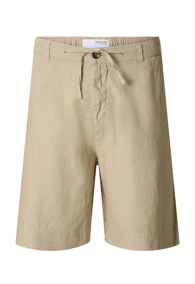 Мъжки къси панталони 16097541 - Лен/Памук - Бежов - Бежов Selected Homme