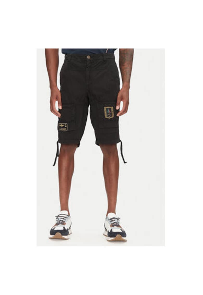 Мъжки къси панталони 251BE041CT1122 - памук - черен Aeronautica Militare